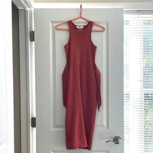 Love, Bonito Summer Sleveless Knit Midi Dress in Oragne/Brown